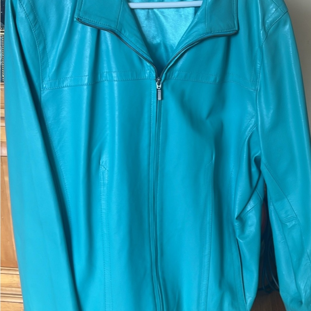 Teal Women's Leather Jacket Very Good Condition